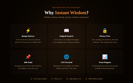Bhagavad Gita — Instant Wisdom :: Access a new, inspiring verse from the Bhagavad Gita every time you open the side panel.