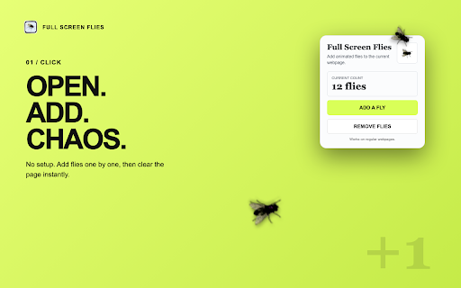 A screen full of flies (a scam tool) :: Add a fly to the current webpage screen.