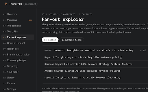 FanoutFox: AI Answer & GEO Inspector :: See how ChatGPT and Perplexity pick and cite sources: fan-out, citations, brand mentions, trust notes. Reads only your own session.