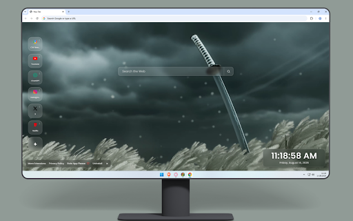 Sakai Katana In The Field Ghost Of Tsushima Live Wallpaper :: The Sakai katana stands planted in a field of white grass under a dark, stormy sky with floating particles.