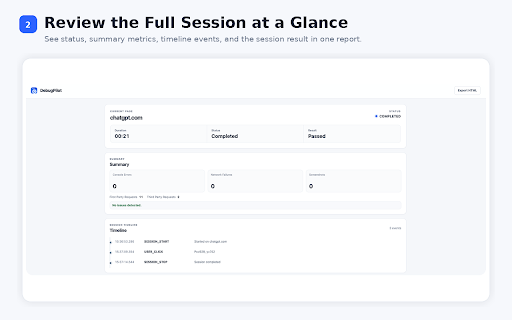 DebugPilot :: Capture console errors, network failures, user actions, screenshots, and debugging context in one local session.