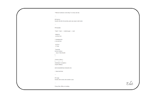 Blank New Tab :: Minimal markdown note-taking on every new tab. Write, preview, export. Blazing fast, distraction-free.