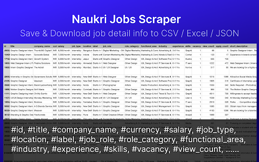 Naukri Jobs Scraper :: Export Naukri job search results to CSV/Excel in one click.