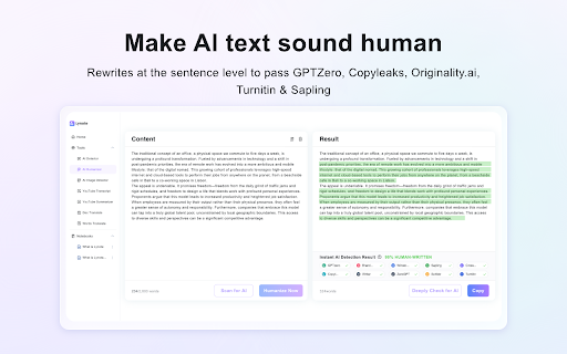 Lynote - AI Humanizer & Detector :: Lynote browser extension - popup entry and text selection toolbar