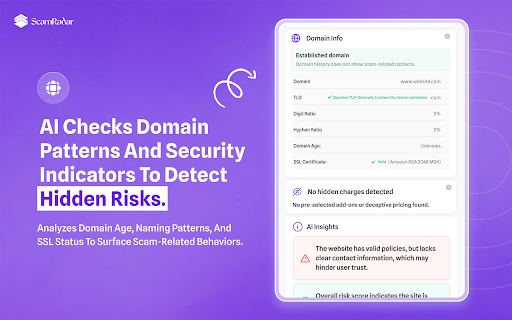 ScamRadar AI :: AI-powered browser extension that detects scam patterns, fake timers, and suspicious domains