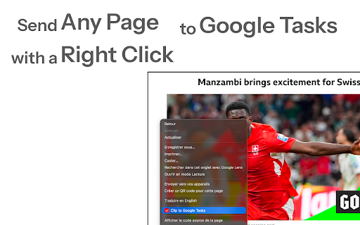 Clip for Google Tasks :: Right-click any text on the web to send it to Google Tasks as a task with a scroll-to-text deep link to the source.