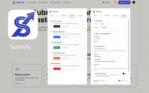 Submify Seo Agent | AI-Powered Semi-Auto Directory Submission Backlink Tool :: AI-powered SEO tool to semi-automatically submit your startup to 100+ high-quality directories and blogs. Fast and efficient.