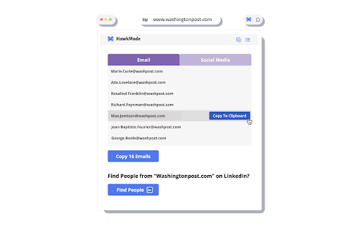 Email Finder by HawkMode :: Instantly extract emails & social links from any webpage 🚀