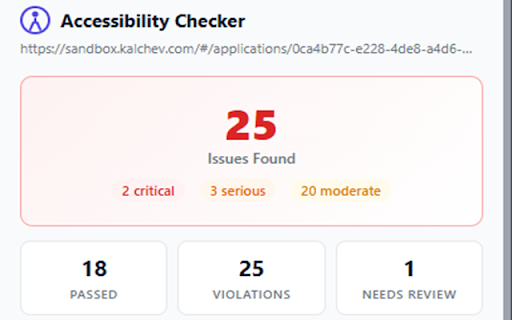 Accessibility Checker — WCAG, ADA & EAA Compliance :: One-click accessibility audit for any webpage. Find WCAG 2.1 violations, get fix suggestions, and check ADA/EAA compliance.