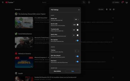 YouTube Subscription List View :: Restore YouTube Subscription List View