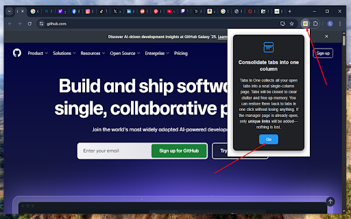 Tabs in One | Tab Manager to Free Up Memory :: Manage all your tabs in one column: transfer, close, restore — clean and fast browsing.