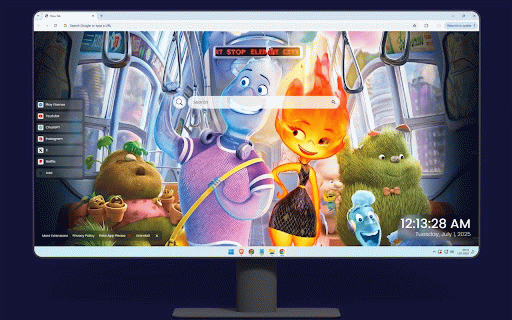 Elemental Animation Live Wallpaper :: Colorful elemental characters aboard futuristic transport with vibrant animation style.