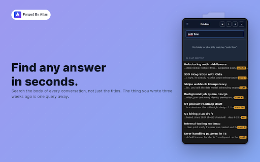 Claude Folders: Organize, Search & Export for Claude.ai :: Folders, content search, fork, and bulk Markdown export for Claude.ai. Organize every conversation. Find any answer in seconds.
