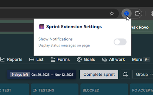 Sprint Details for JIRA :: Automatically displays Sprint Details near Quick Filters in JIRA