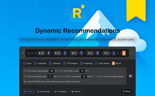 Bookmark Record and Recommend :: Compute recommendations from bookmarks and browsing history, with interfaces for push and analysis.