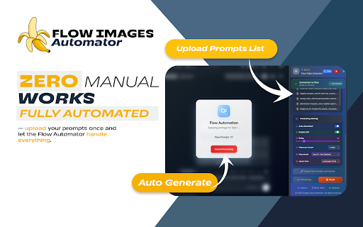 Flow Image Automator - Bulk AI Image Generation for Google Labs :: Automate Google Labs image generation. Bulk create AI images with Imagen 4, Nano Bana, and Nano Banana Pro models.