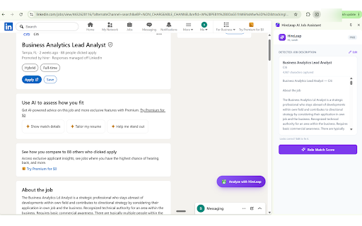 HireLeap AI Job Assistant :: Analyze LinkedIn jobs instantly with HireLeap AI.