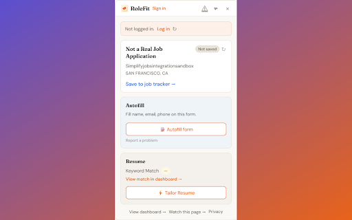 Rolefit Copilot :: AI-powered job application copilot: autofill, resume tailoring, job tracking