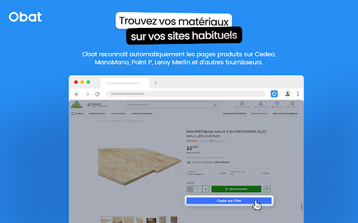 Obat :: Copiez facilement les produits de vos fournisseurs favoris vers vos devis, factures et bibliothèque de produits Obat