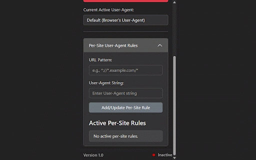 UA Switcher :: Switch your browser's User-Agent globally or per-site, with advanced anti-detection features.