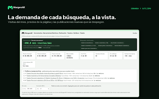 MargenAR — Rentabilidad para vendedores :: Por qué tu publicación de MercadoLibre no aparece y qué arreglar primero, con IA y tu margen neto. No afiliado a MercadoLibre.