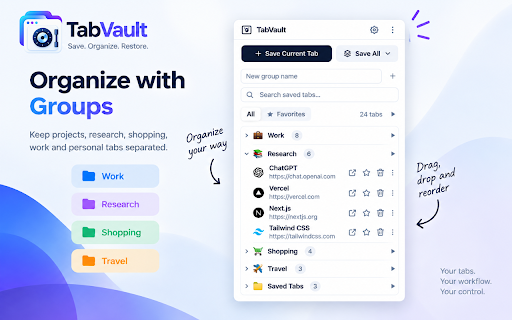 TabVault :: Save, organize, and restore your browser tabs.
