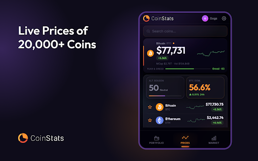 CoinStats - Crypto Portfolio Tracker :: Live crypto prices, portfolio tracking, coin search, and market stats from CoinStats — right in your toolbar.