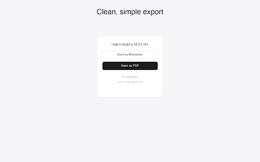 ChatSave :: Export AI chat conversations to clean Markdown or PDF. Works with ChatGPT, Claude, Gemini, Perplexity, and DeepSeek.