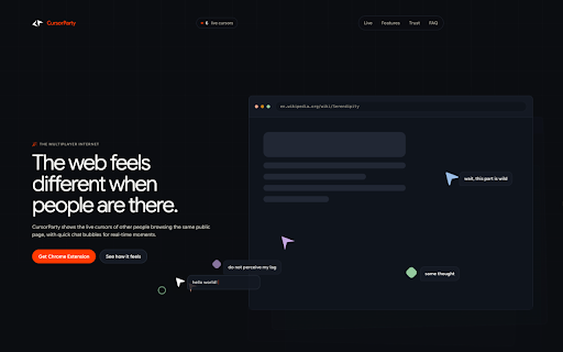 CursorParty :: See and chat with other people browsing the same URL.