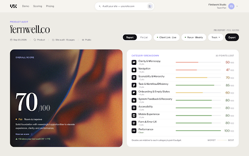 UX Signal Capture :: Capture your app's logged-in screens and audit them with UX Signal — your password never leaves your browser.