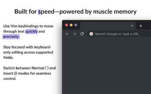 Vim Motions for Chrome :: Vim-style keybindings for efficient text navigation and editing in browser inputs.