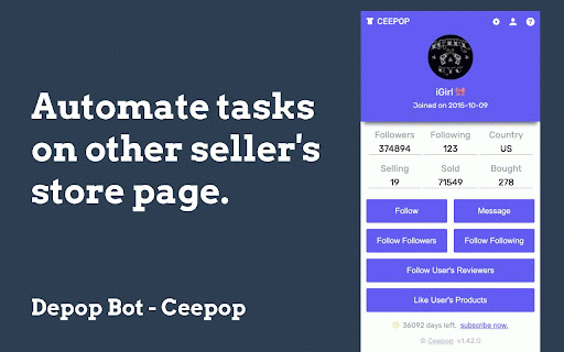 Depop Bot - Ceepop :: Ceepop helps you get more followers and likes, spend less time and make more money.