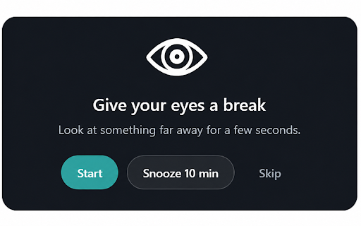 Wellbeing Coach: Break, Eye & Water Reminders :: Gentle break reminders: rest your eyes, stand up, stretch and drink water — timed to your real activity, not a blind clock.