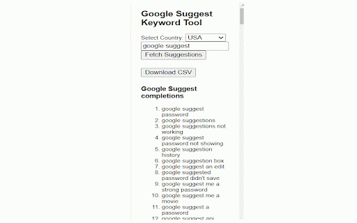 Google Suggest Scraper :: Scrape and expand Google autocomplete suggestions with localized patterns and CSV export.