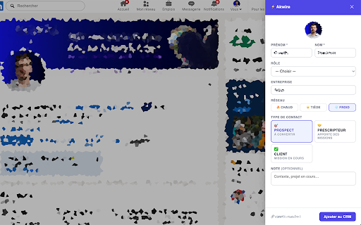 Akwire — Prospection freelance to CRM :: Capture en un clic prospects et signaux d'opportunités depuis LinkedIn et Free-Work vers ton CRM Akwire. Sans automatisation.