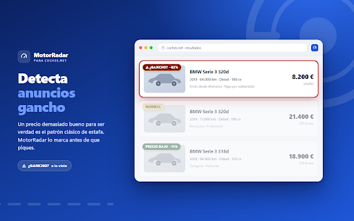 MotorRadar - Coches.net: precio justo en coches de segunda mano :: Tasación instantánea al buscar coche de segunda mano: semáforo de precio justo por año y aviso de anuncios gancho. 100% local.