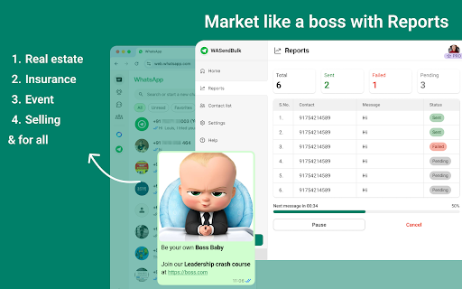 WASendBulk Bulk WhatsApp Sender for FREE :: Upload contacts, personalize messages, and hit send — fast, simple, and no number saving needed.