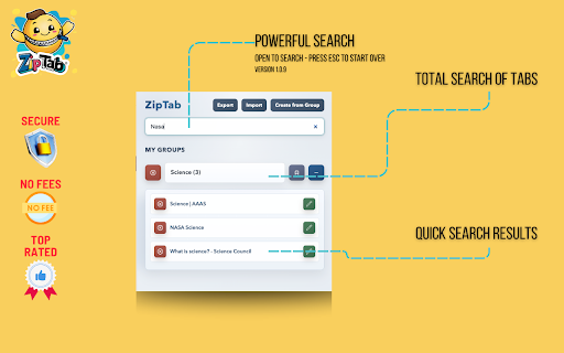 ZipTab :: Save, organize, export, and reopen tab groups with ease—stay focused, back up sessions, and manage browser clutter.