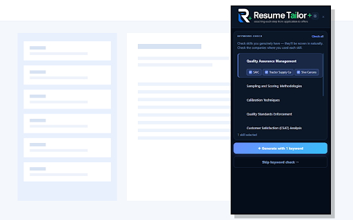 Resume Tailor :: Instantly tailor your resume to any job posting on LinkedIn, Indeed, and Glassdoor.