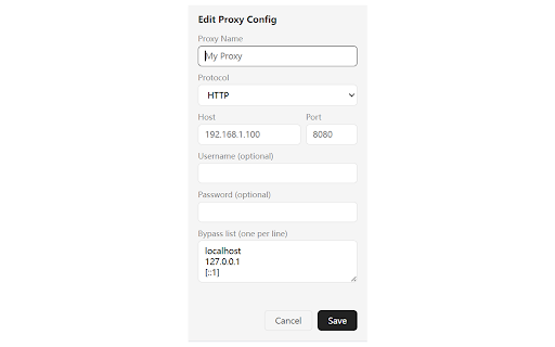 Proxy Toggle :: A minimal proxy extension — configure address and toggle on/off in one click
