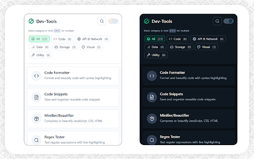 Dev Tools - Web Dev Tools Suite :: Essential web dev tools: code formatter, minifier, base64 encoder, regex, color picker, JSON syntax validator, QR generator & more.