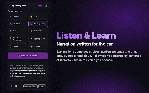 Speak My Vibe :: Explain complex text in your chosen vibe using on-device AI