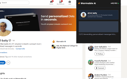 Warmable AI :: Warmable AI — Send Personalized LinkedIn Messages in Seconds 🔥
Tired of writing the same outreach messages over and over again?…