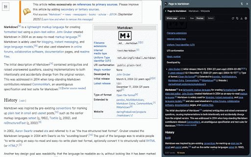 Page to Markdown :: Convert any webpage to clean Markdown in a side panel.