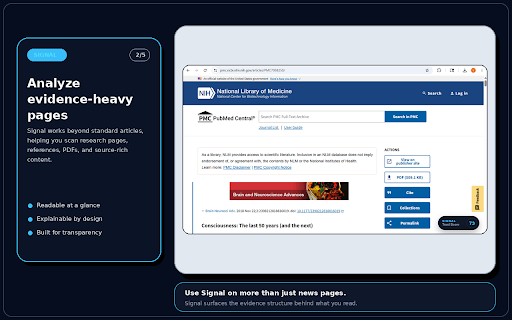 Signal - Trust Profile :: Browser-native trust scoring that exposes source transparency, citations, and evidence structure.