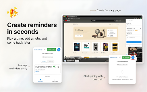 Reminderer :: Smart web page reminders with flexible scheduling. Never forget important pages again!