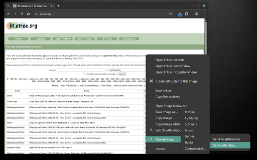 Torrent Snag :: Automatically detect torrent and magnet links and send them to your torrent handler or download directly.