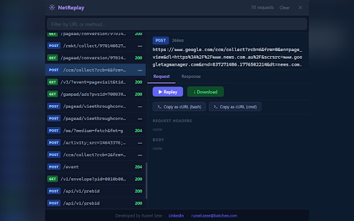 NetReplay – Capture & Replay Network Requests :: Capture every fetch & XHR request on any page. Inspect headers, view response bodies, and replay requests in one click.