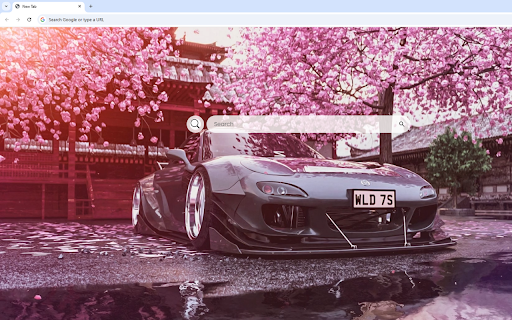 Mazda RX7 Live Wallpaper :: The sleek black Mazda RX7 reflects in a puddle, with a beautiful Sakura tree adding a serene touch.