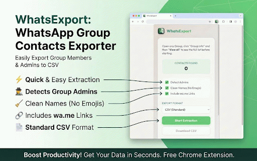 WhatsExport: WhatsApp Group Contact Downloader :: Extract contact information from WhatsApp groups on WhatsApp Web.